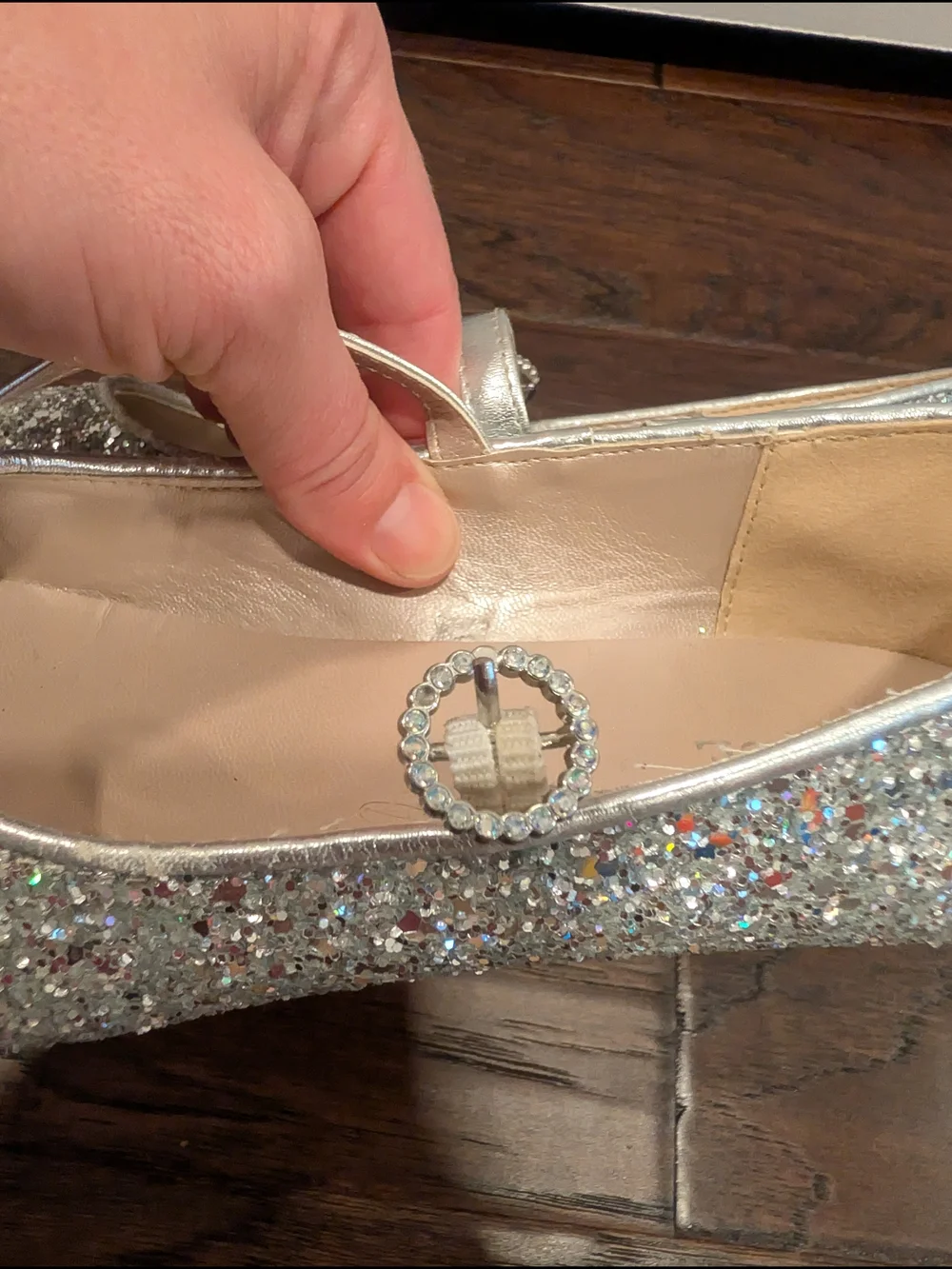 PLACE Silver Glitter Mary Jane Girls Dress Shoes Size 3